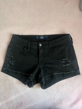 Hollister Black Distressed High-Waist Jean Shorts